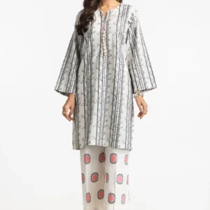 Jacquard Embellished Shirt And Printed Lawn Trouser